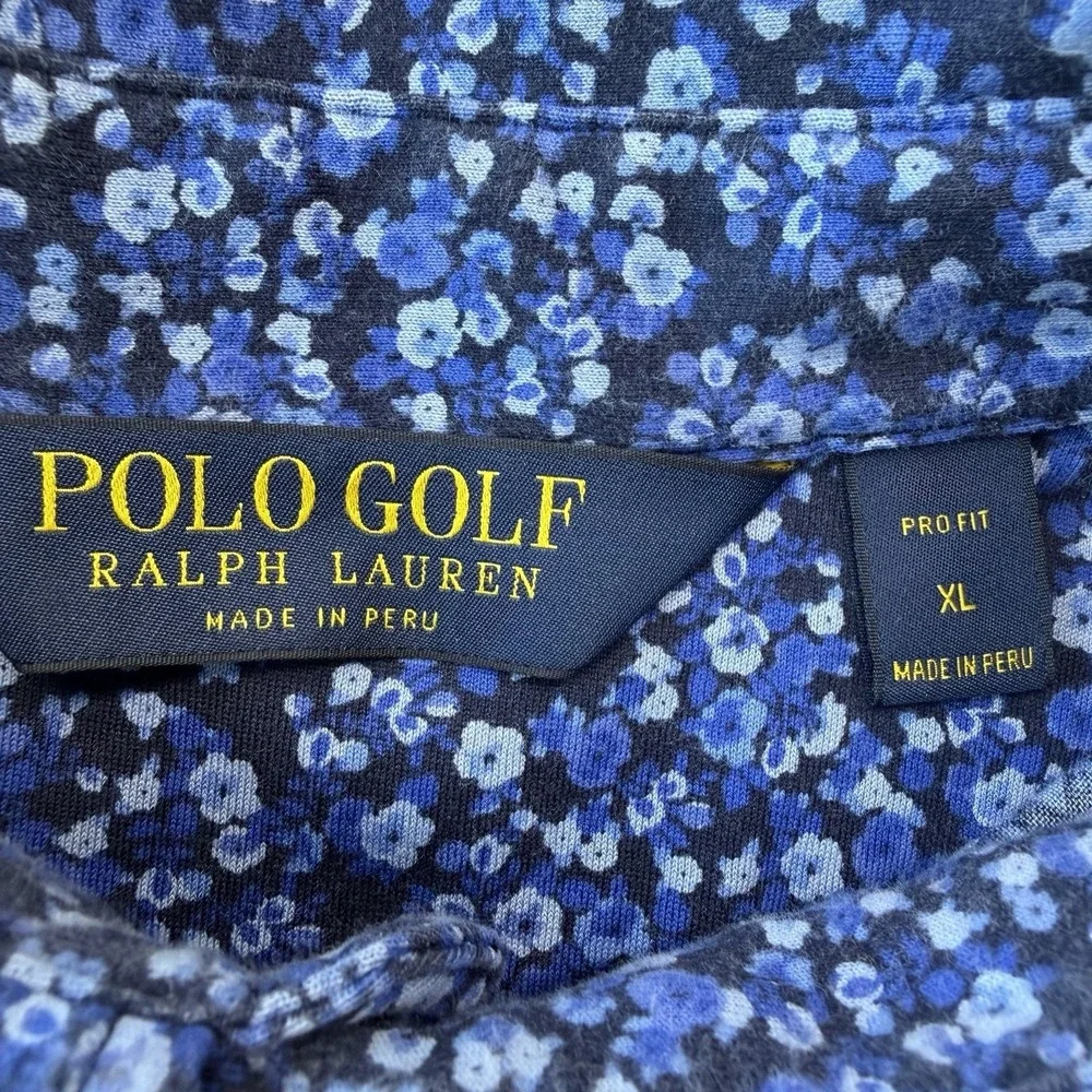 Polo Ralph Lauren Men's Size XL Blue Floral Polo Golf Shirt Classic Fit Cotton